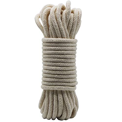 Jukway Natur Baumwollkordel 6mm, 32-Fuß Rund Kordel Geflochtenes Seil mit Kerns aus Natürlicher Baumwolle - Mehrzweck Schnur zum Nähen Bündeln, DIY Basteln Dekoration - Rohweiß (10 Meter) von Jukway