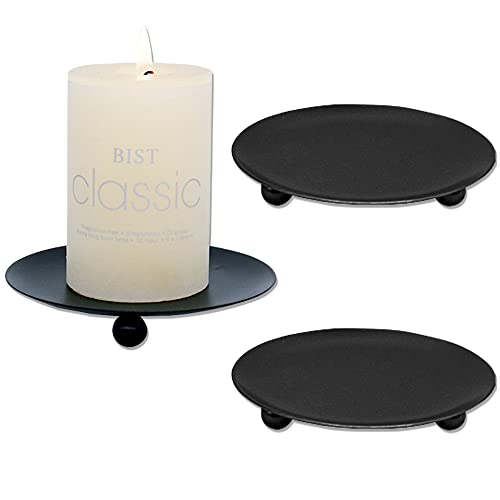 3 Stück Kerzenhalter Schwarz Eisen Kompakt und tragbar Aromatherapie-Tablett Romantischer Kerzenhalter zum Dekorieren von Juliyeh