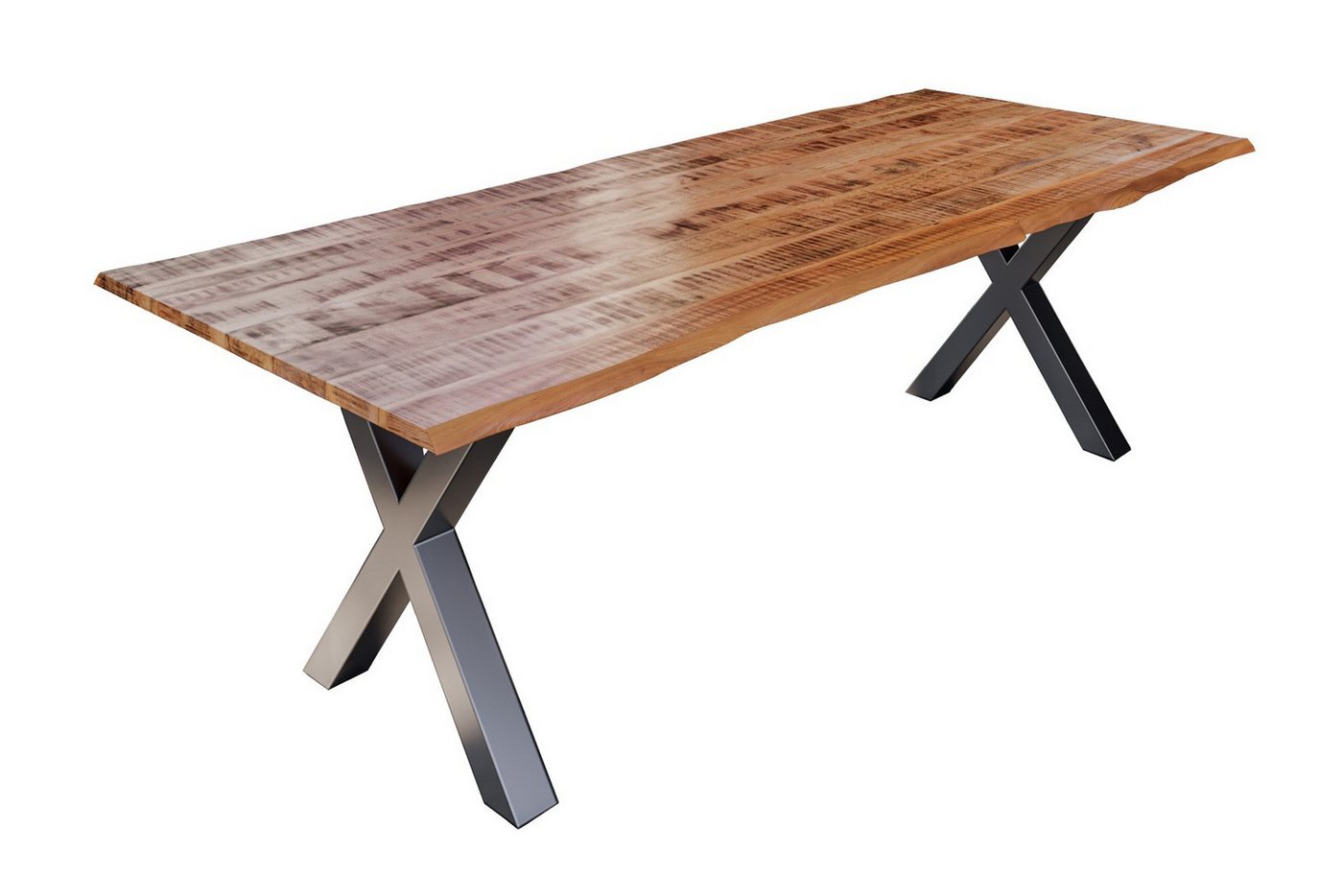 Junado® Baumkantentisch Dora Tisch_X, Mango Massivholz naturfarben 26 mm natürliche Baumkante von Junado®
