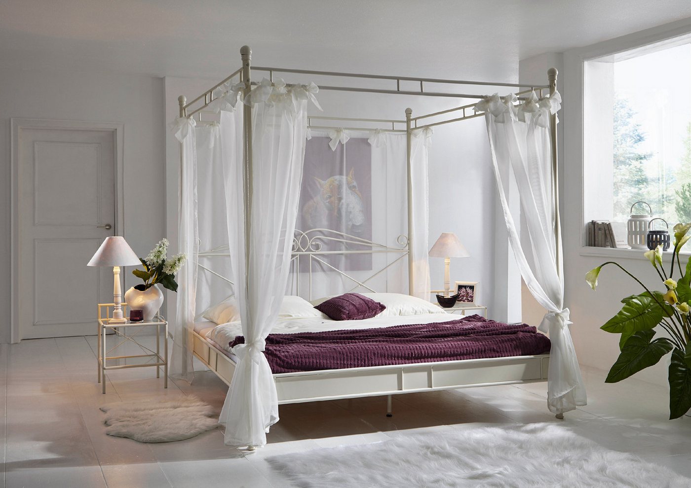 Junado® Himmelbett Venezia, Doppelbett, mit Vorhang, nostalgisches Flair, optimaler Liegekomfort von Junado®