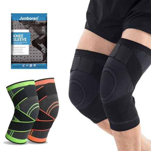 Kniebandage für Damen und Herren Knieschoner [2 Stücke], kniegelenkstütze für Arthrose und Knieschmerzen, Knee Support mit Bänder-Kompression, Knee Brace 1 Paar XXXL,XXL,XL,L,M (XL) von Junboran