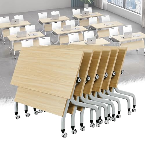 Junpllvic Klappbarer Konferenztisch, mobiler Konferenz- und Schulungstisch mit Klappplatte und Rädern, moderner Schulungs- und Besprechungstisch für Seminare und Klassenzimmer Junpllvic Klappbarer Konferenztisch, mobiler Konferenz- und Schulungstisch mit Klappplatte und Rädern, moderner Schulungs- und Besprechungstisch für Seminare und Klassenzimmer von Junpllvic