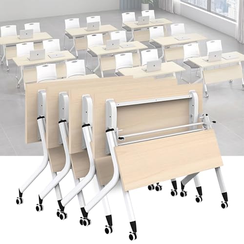 Junpllvic Klappbarer Konferenztisch auf Rädern - Moderner weißer Flip-Top-Seminartisch für Bürobesprechungen und Schulungsseminare Junpllvic Klappbarer Konferenztisch auf Rädern - Moderner weißer Flip-Top-Seminartisch für Bürobesprechungen und Schulungsseminare von Junpllvic