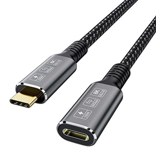 USB C Verlängerung USB4.0-Typ-C-Stecker auf Buchse, USB-C-Verlängerung Kabel 5K 8K@60Hz 4K@120Hz Video 40Gbps Datenrate 20V/5A 100W Schnellladung für MacBook Pro/Air, Samsung S24/S23/S22 (0.8m) von JupptElectronics