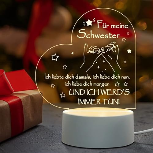 Juratar Schwester Geschenk, Nachtlicht LED Lampe Geschenk für Schwester Geburtstag, Personalisierte Große Schwester, Beste Schwester Geschenke von Juratar