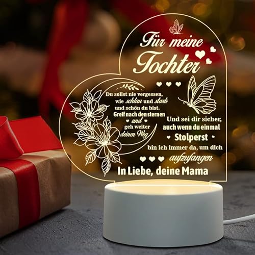 Juratar Geschenk für Tochter von Mama, Tochter Geschenke- LED Lampe Nachtlicht, Witziges Geburtstagsgeschenk für Meine Tochter, 18 Geburtstag Mädchen, Mutter Tochter Geschenke von Juratar