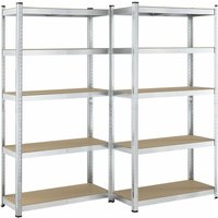 Juskys Lagerregal Basic 2er Set 180x90x40 cm - 2 Schwerlastregale mit 10 Böden - max. 1750 kg - Metall verzinkt - Regale Kellerregal Metallregal von Juskys