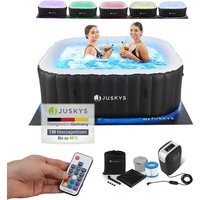 Whirlpool Palmira für bis zu 6 Personen - Outdoor Indoor Pool aufblasbar & mit led - 2 m Aussenwhirlpool - Spa Hot Tub eckig - Schwarz - Juskys von Juskys