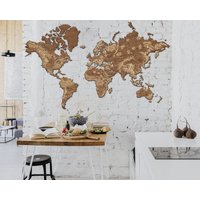 Extra Große Holz Weltkarte, Handgefertigte Wandkarte Für Büro, Pinnwand Weltkarte von JustLikeWood