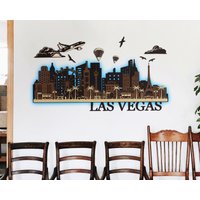 Las Vegas 3D Holzschild, Led-Beleuchtung City Wandschild, Handgefertigtes Holzdekor Für Bar, Holzminimalistwandkunst, Bürodekor von JustLikeWood