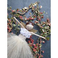 Weihnachtsfee/Engel Baumfee Puppe Fee Aus Holz Baumspitze Fairydoll Vintage Stilfee Von Justsosara von JustSoSara