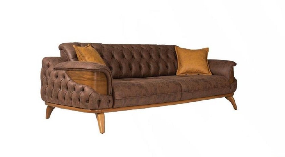 JVmoebel Sofa Chesterfield Luxus Dreisitzer Couch Braun Sofas Leder Polster Neu, Made in Europe von JVmoebel