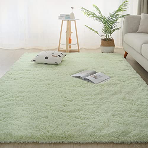 Jyswx Shaggy Teppich Wohnzimmer - Hochflor Flauschig Teppiche Waschbar - Moderne Langflor Teppich für Wohnzimmer, Korridor, Schlafzimmer, Schlafsaal, Größe:100x160 cm, Farbe: Grün von Jyswx