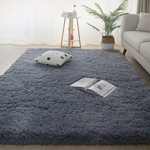 Jyswx Shaggy Teppich Wohnzimmer - Hochflor Flauschig Teppiche Waschbar - Moderne Langflor Teppich für Wohnzimmer, Korridor, Schlafzimmer, Schlafsaal, Größe:120 x 160CM, Farbe: Grau von Jyswx