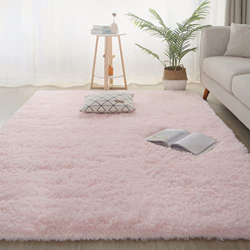 Jyswx Shaggy Teppich Wohnzimmer - Hochflor Flauschig Teppiche Waschbar - Moderne Langflor Teppich für Wohnzimmer, Schlafzimmer, Korridor, Schlafsaal, Größe:50 x 160 cm, Farbe: Rosa von Jyswx