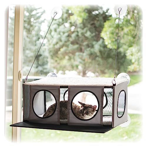 K&H Pet Products EZ Mount Penthouse Fensterbank Katzenbett, Katzenhängematte für Fenster Katzenstange Katzenregal, Stabile Katzenfensterstange für große Katzen, Katzenfensterbett Katzenmöbel, von K&H