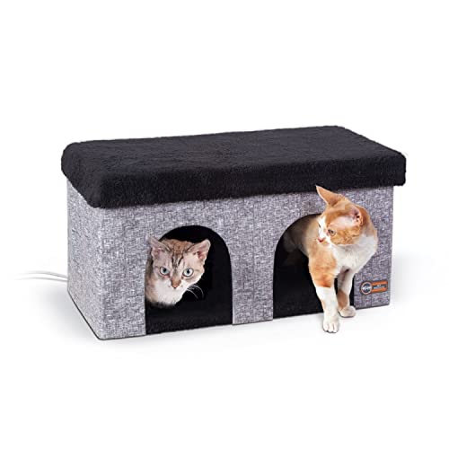 K&H Pet Products Thermo-Kitty Duplex Indoor Heated Cat House Classy Gray 12 X 24 X 12 von K&H