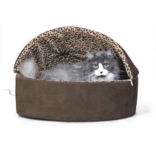 K&H Pet Products Thermo-Kitty Beheiztes Haustierbett, Mokka/Leopardenmuster, 50,8 cm von K&H