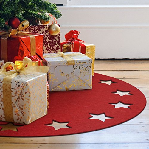 Weihnachtsbaumdecke rot aus Filz Sternenkranz Filzteppich zum Schutz für den Boden Weihnachtsbaum Teppich 99cm Durchmesser von K&L Wall Art