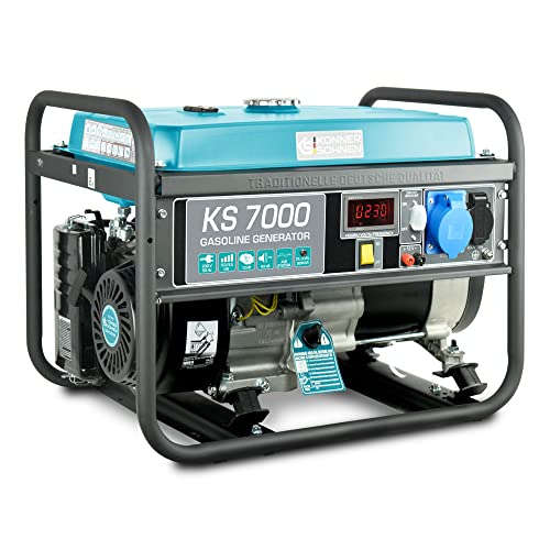 Könner & Söhnen KS 7000 Stromerzeuger, 13 PS 4-Takt Benzinmotor, Kupfer, 5500 Watt, 1x16A, 1x32A (230V) Generator, Automatischer Spannungsregler, Anzeige, für Haus, Garage oder Werkstatt… von K&S Könner&Söhnen