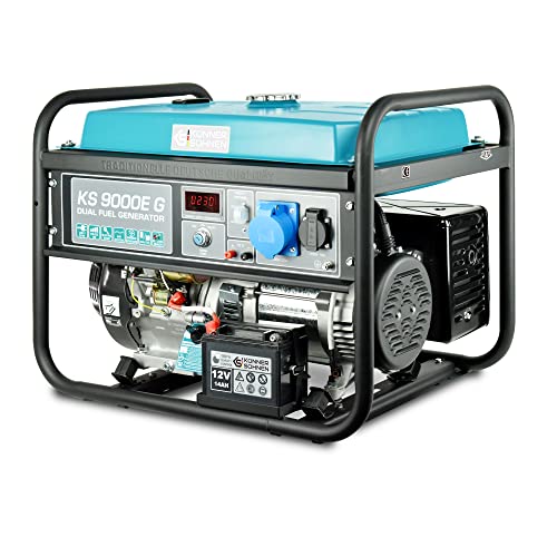 LPG/Benzin-Generator K&S Könner&Söhnen KS 9000E G der DUAL FUEL,notstromaggregat 6500 W,Hand-/Elektroanlass,1x16A, 1х32 (230 V),12V stromerzeuger mit (AVR),stromaggregat, Kurzschlussschutz von K&S Könner&Söhnen