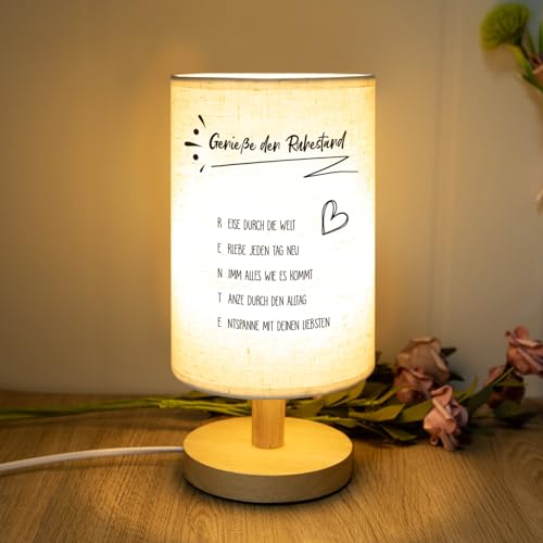 KAAYEE Ruhestand Geschenk Frauen, Tischlampe aus Leinen Renteneintritt Geschenk Frau, Geschenke zum Renteneintritt für Mama Oma Papa Opa von KAAYEE