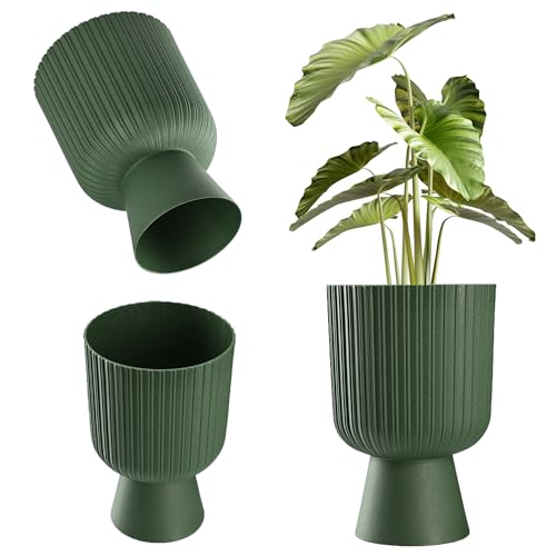 KADAX Blumentopf in Kelchform, Pflanztopf aus Kunststoff in 2 Größen, Pflanzgefäß in 5 Farben für Balkon, Terrasse, Fensterbrett, Pokal Pflanzschale, Übertopf (18cm, Grün) von KADAX