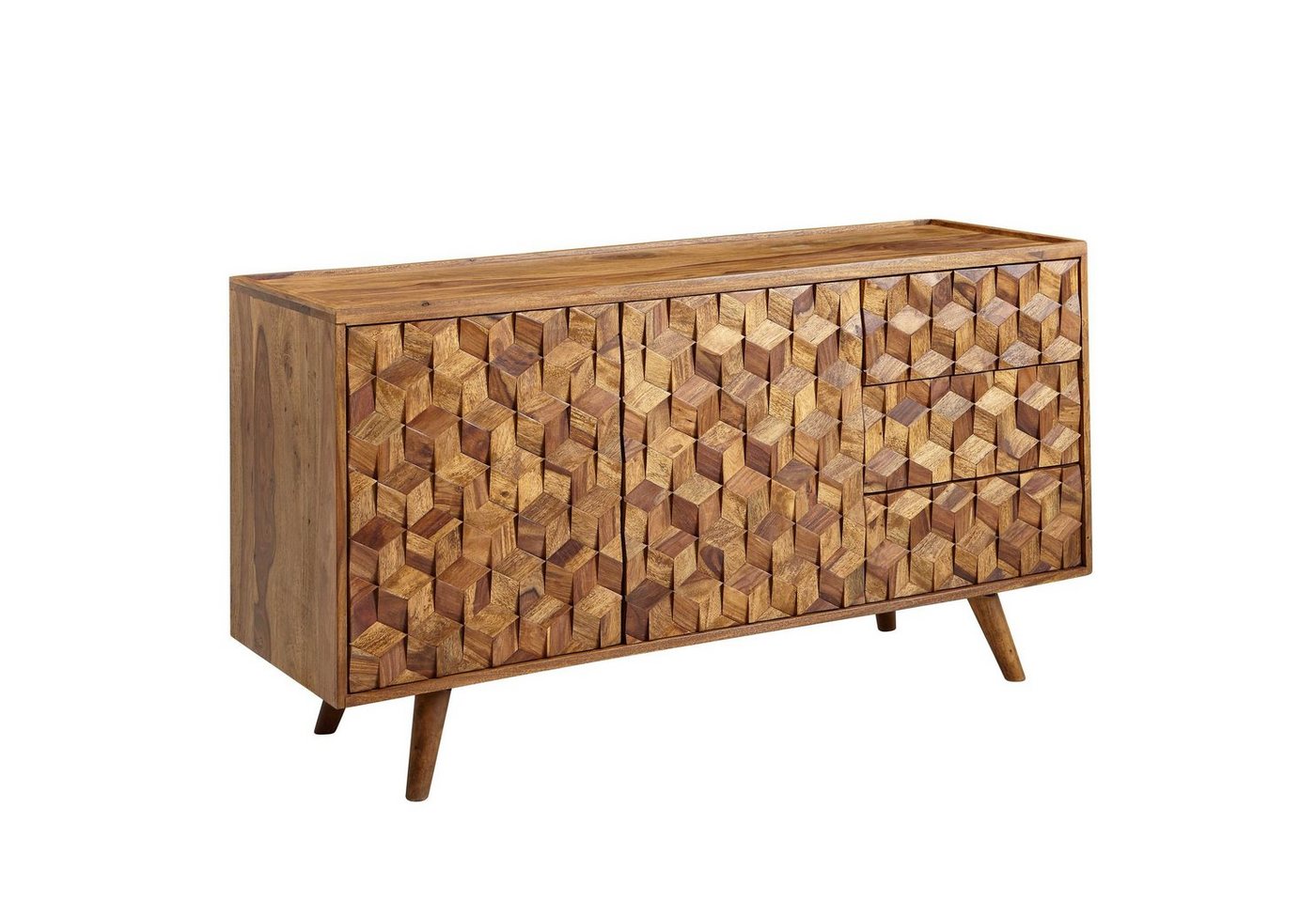 KADIMA DESIGN Kommode Massivholz-Sideboard Sheesham, 138x76x45 cm, Praktisch von KADIMA DESIGN