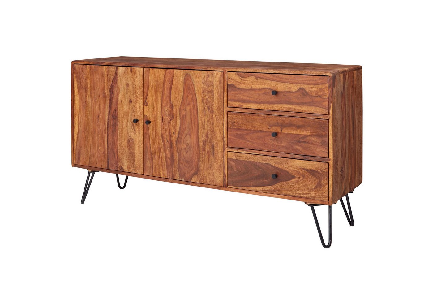 KADIMA DESIGN Kommode Sheesham Sideboard, 145x75x40 cm, Landhausstil von KADIMA DESIGN