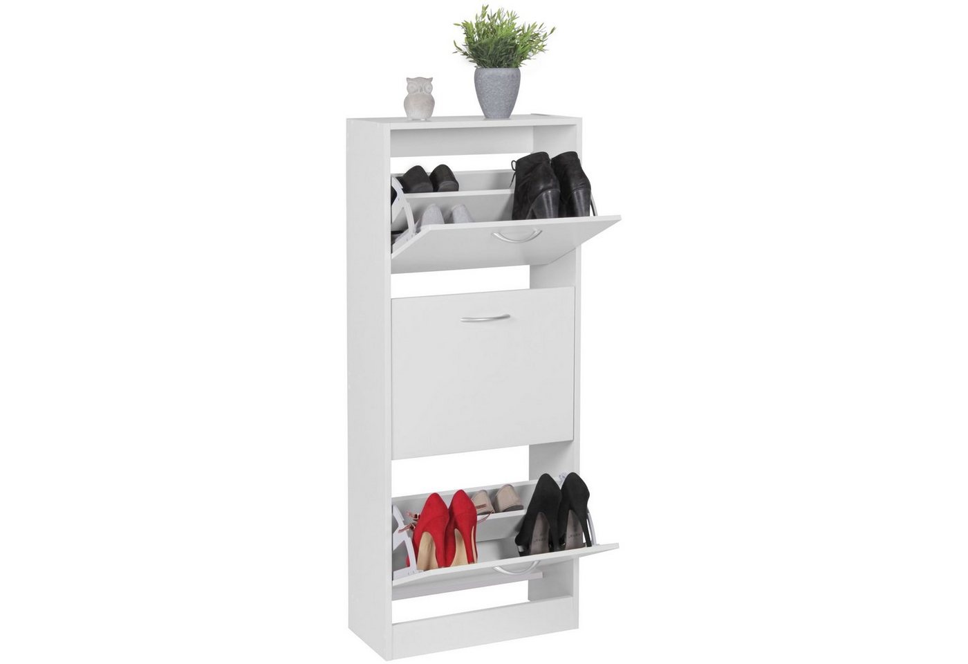 KADIMA DESIGN Schuhschrank Schuhablage 3 Fächer, Platz für 18 Paar Schuhe, Weißes Design von KADIMA DESIGN