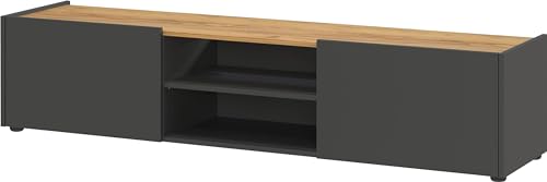 KADIMA DESIGN TV-Lowboard mit Kabelmanagement, 164x40x35, Griffloses Design, AVIS Farbe: Grau-Beige von KADIMA DESIGN