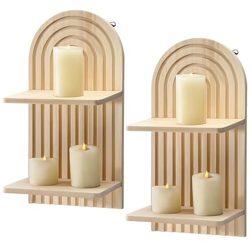 KAHDGSS Wandregale aus Holz, 2 Etagen, gewölbtes Design, schwebendes Regal, Pflanzenregal, Aufbewahrungsregal, Heim-Organizer für jeden Raum, 2 Stück KAHDGSS Wandregale aus Holz, 2 Etagen, gewölbtes Design, schwebendes Regal, Pflanzenregal, Aufbewahrungsregal, Heim-Organizer für jeden Raum, 2 Stück von KAHDGSS