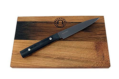 KAI Michel Bras Quotidien BK-0026, ultrascharfes Allzweckmesser, 12,1 cm Klinge+ großes Scheidebrett aus Fassholz (Eiche) 25x15cm von Palatina Werkstatt