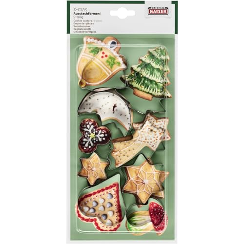 Original Kaiser Ausstechformen Weihnachten 9-teilig, Plätzchen Ausstecher, Keksausstecher, Plätzchenausstecher, Cookie Cutter, zum Ausstechen von Plätzchen, Keksen, Fondant von ORIGINAL KAISER