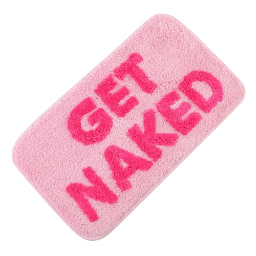 Get Naked Badematte, niedlicher Badezimmerteppich, schnell saugfähig, weiche Mikrofaser, Duschmatte, rutschfeste Unterseite, Teppich für Badewanne, Schlafzimmer, Boden, Maschinenwäsche, Rosa, 50,8 x von KAMA BRIDAL