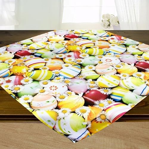 KAMACA Tischdecke Frühling Ostern Blumen Hasen Dekor Osterhasen Ostereier Bunt Waschbar Küche Esstisch Tisch Dekoration (85x85 Ostereier) von KAMACA