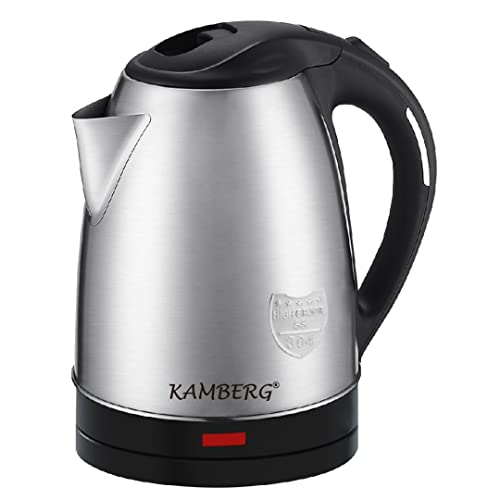 Kamberg - Elektrischer Wasserkocher, Edelstahl, 18/10 – 1,8 Liter – 1500 W – schnelles Kochen – kompaktes Design – BPA-frei – 0008126 von KAMBERG