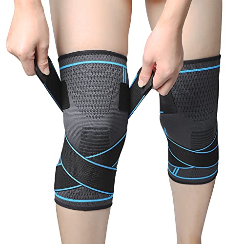 MILAIUN Kniebandage 2er set, Kniestütze Sport für Männer Damen, Rutschfeste Atmungsaktiv Unisex Knieorthese, Für Outdoor Sportarten Oder Kraftübungen (L) von MILAIUN