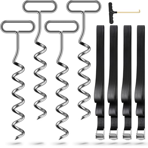 Bodenanker für Trampolin Erdanker, 4 Pack with Adjustable Straps Für Trampolin Outdoor, Schaukel, Pavillon Bodenanker für Trampolin Erdanker, 4 Pack with Adjustable Straps Für Trampolin Outdoor, Schaukel, Pavillon von KAMFWERT