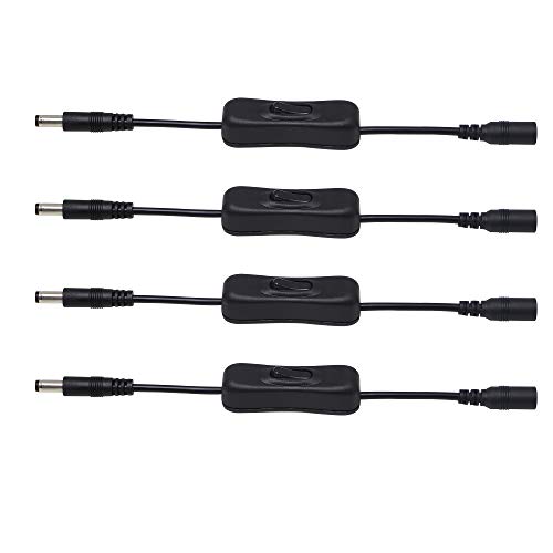 PNGKNYOCN 20cm DC 5,5 x 2,1mm Verlängerungskabel DC Gleichstrom EIN/Aus-Schalterkabel von Stecker zu Buchse,für LED-CCTV-Überwachungskamera (4-Pack) von PNGKNYOCN