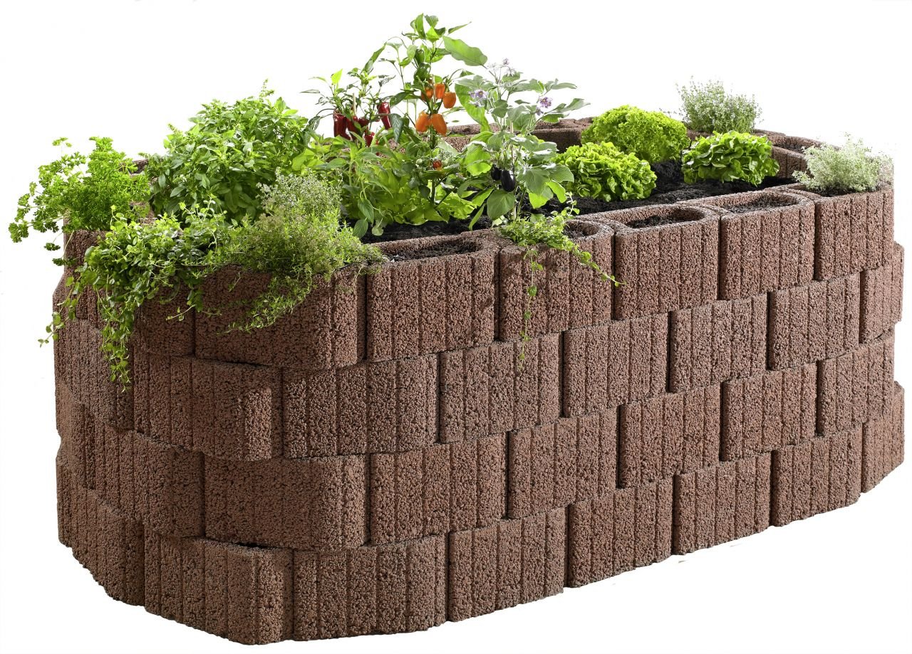 Kann Hochbeet-Set Pflanzstein Mini Plus 230 x 140 x 80 cm braun von KANN