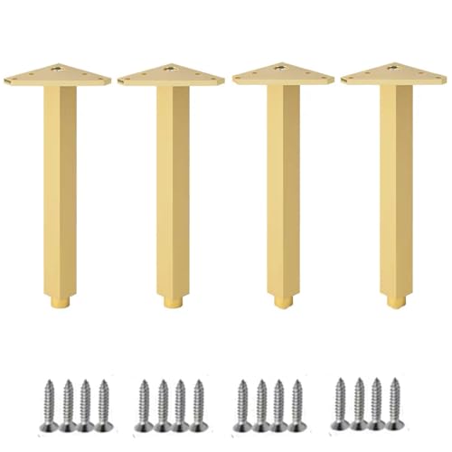 4 Stück Möbelbeine, zylindrischer Schrankfuß, verstellbare Tischfüße aus Aluminiumlegierung, Ersatz-Stützfüße für Metallmöbel, für Esstische, Schränke, Couchtische, mit Schrauben (15 cm (5,9 Zoll), von KAREFRI