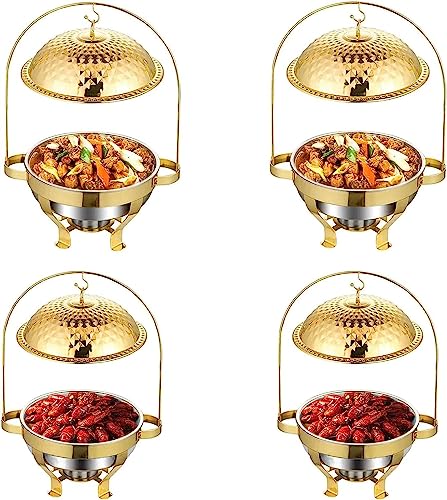 Goldfarbener Chafing Dish aus Edelstahl mit Anschluss, Catering-Buffet-Wärmebehälter-Set inklusive Lebensmittelpfanne, Wasserpfanne und Brennstoffhalter, für Party, Hochzeit, Resta von KAREFRI