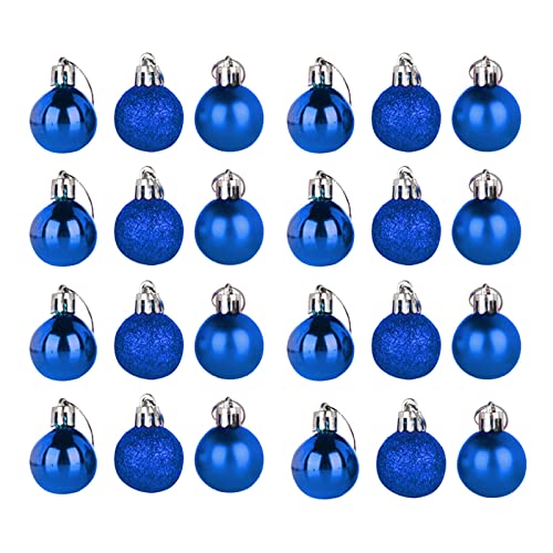 KAREN66 Christbaumkugeln Set 24 Stück Weihnachtskugeln aus Kunststoff - Weihnachtsbaum Deko Christbaumschmuck Mini Weihnachten Hängende Kugel für Urlaub Hochzeit Party Dekoration (Blau, One Size) von KAREN66