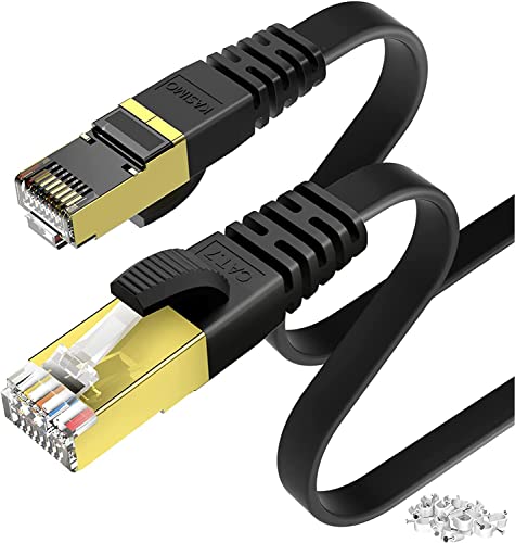 KASIMO Lan Kabel 10meter Netzwerkkabel 10 meter CAT 7 Kabel 10m Flach 10G/s Ethernet Kabel 10m mit vergoldetem RJ45 internetkabel 10m lan kabel 10m lan kabel 10 meter netzwerkkabel cat 7 10m Schwarz von KASIMO