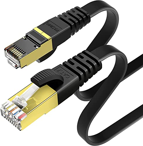 KASIMO Cat 7 Lan Kabel Flach Netzwerkkabel 0,5m 1m 1,5m 2m 3m 5m 10m 15m 20m 30m Cat 7 Kabel Flach - 10 Gbits / 600MHz - Ethernet Kabel Mit Vergoldetem RJ45 – Lan Kabel Cat 7 Schwarz von KASIMO