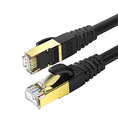 KASIMO Cat 8 LAN Kabel 3m Netzwerkkabel Cat 8 Für 40Gbps / 2000Mhz Ethernet Kabel, Internet Patchkabel Superschnell Flexibel und Robust mit vergoldetem RJ45. Netzwerkkabel 3m Schwarz von KASIMO