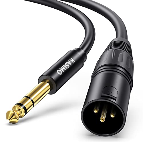 KASIMO Mikrofonkabel XLR Stecker auf Jack 6,35 mm Stecker TRS Kabel, Stereo 1/4 Zoll Klinke TRS symmetrisch auf XLR Mikrofonkabel (0,5m) von KASIMO