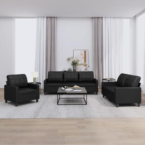 Sofas, Sofas for Wohnzimmer, atmungsaktives Material, Sofa, robustes Design, praktische Kissen, dicke Schaumstoffpolsterung, multifunktionale Verwendung for kompakte Wohnzimmerdekoration(Color:Schwarz von KATERYY
