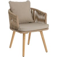 Hemilce Stuhl aus beigem Seil und Beinen aus massivem Akazienholz fsc 100% - Kave Home von KAVE HOME